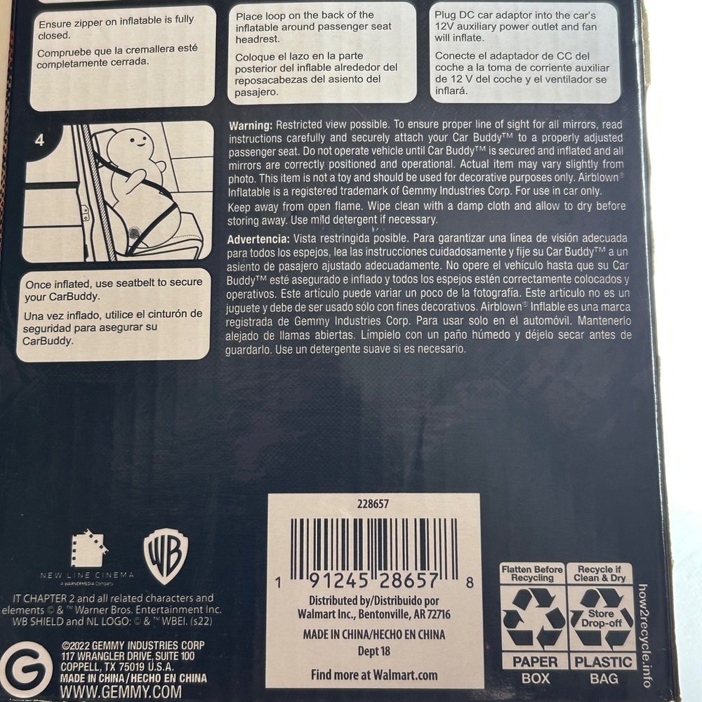 Gemmy IT Chapter Two Pennywise Car Buddy 3ft Airblown Inflatable LED Halloween - Picture 6 of 9